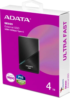 Накопитель SSD A-Data USB-C 4.0 4TB SE920-4TCBK SE920 2.5" черный - купить недорого с доставкой в интернет-магазине