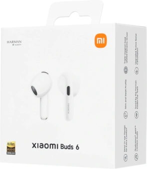 Гарнитура вкладыши Xiaomi Buds 6 белый беспроводные bluetooth в ушной раковине (BHR08OGGL) - купить недорого с доставкой в интернет-магазине
