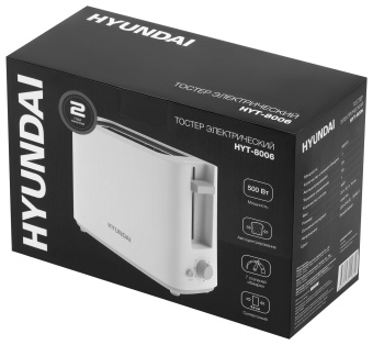 Тостер Hyundai HYT-8006 500Вт белый/серый - купить недорого с доставкой в интернет-магазине