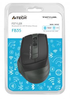 Мышь A4Tech Fstyler FB35 зеленый/черный оптическая (2000dpi) беспроводная BT/Radio USB для ноутбука (6but) - купить недорого с доставкой в интернет-магазине