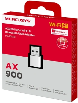Сетевой адаптер Wi-Fi + Bluetooth Mercusys MA60XNB AX900 USB - купить недорого с доставкой в интернет-магазине