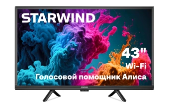 Телевизор LED Starwind 43" SW-LED43UG405 Яндекс.ТВ Frameless черный 4K Ultra HD 60Hz DVB-T DVB-T2 DVB-C DVB-S DVB-S2 USB WiFi Smart TV - купить недорого с доставкой в интернет-магазине