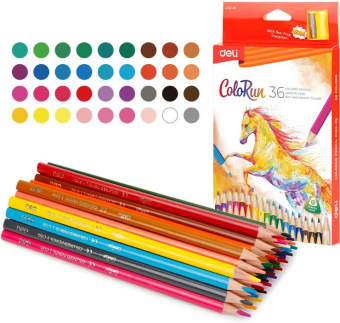 Карандаши цв. Deli EC132-36 ColoRun дерево 36цв. коробка/европод. (36шт) - цена, купить или заказать с доставкой в интернет-магазине Карандаши цв. Deli EC132-36 ColoRun дерево 36цв. коробка/европод. (36шт) - купить недорого с доставкой в интернет-магазине