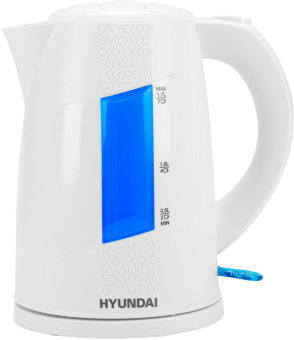 Чайник электрический Hyundai HYK-P2407 1.7л. 2200Вт белый/голубой корпус: пластик - купить недорого с доставкой в интернет-магазине