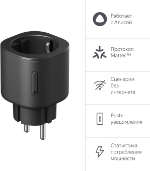 Умная розетка Yandex Matter EUBT Wi-Fi черный (YNDX-00540BLK) - купить недорого с доставкой в интернет-магазине