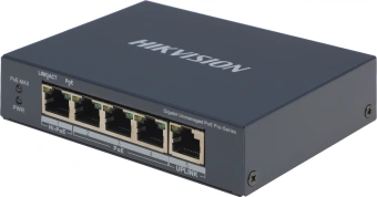 Коммутатор Hikvision DS-3E0505HP-E 5x1Гбит/с 3PoE+ 1PoE++ 60W неуправляемый - купить недорого с доставкой в интернет-магазине