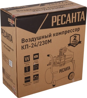 Компрессор поршневой Ресанта КП-24/230М масляный 230л/мин 24л 1600Вт красный/черный - купить недорого с доставкой в интернет-магазине