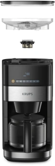 Кофеварка капельная Krups Grind Aroma KM832810 1000Вт черный/серебристый - купить недорого с доставкой в интернет-магазине