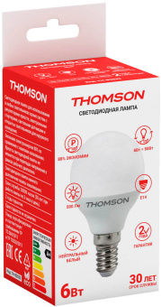 Лампа светодиодная Thomson TH-B2032 6Вт цок.:E14 шар 220B 4000K св.свеч.бел.нейт. Globe - купить недорого с доставкой в интернет-магазине
