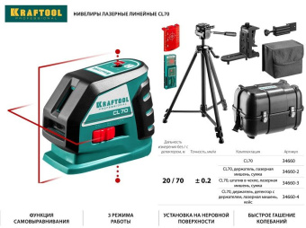 Нивелир лазерн. Kraftool 34660-3 цв.луч. красный 2луч. - купить недорого с доставкой в интернет-магазине