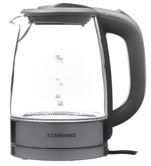 Чайник электрический Starwind SKG2315 1.7л. 2200Вт серый/серебристый корпус: стекло/металл/пластик - купить недорого с доставкой в интернет-магазине