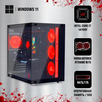 ПК Bloody BD-PC CZ79C3 MT i7 14700F (2.1) 64Gb SSD1Tb RTX5080 16Gb Windows 11 Home 64 GbitEth 850W черный (2086028) - купить недорого с доставкой в интернет-магазине