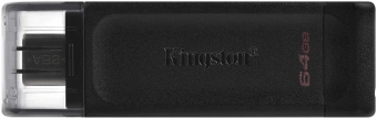Флеш Диск Kingston 64GB DataTraveler 70 Type-C DT70/64GB USB3.2 черный - купить недорого с доставкой в интернет-магазине