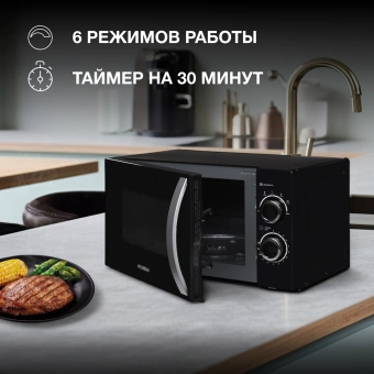Микроволновая Печь Hyundai HYM-M2055 20л. 700Вт черный/серебристый - купить недорого с доставкой в интернет-магазине