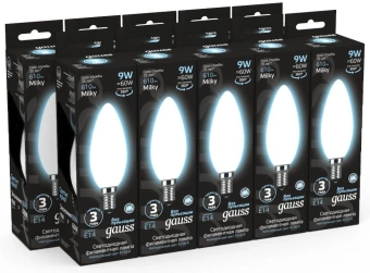 Лампа светодиодная Gauss Filament 103201209 9Вт цок.:E14 свеча 220B св.свеч.бел.нейт. (упак.:10шт) - купить недорого с доставкой в интернет-магазине
