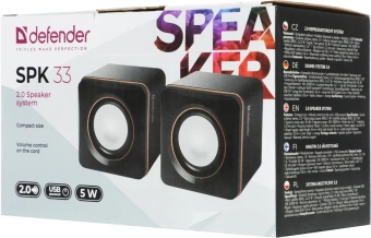 Колонки Defender SPK 33 2.0 черный/оранжевый 5Вт портативные - купить недорого с доставкой в интернет-магазине