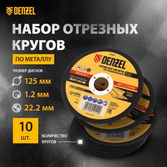 Диск отрезной по мет. Denzel 73762 d=125мм d(посад.)=22.2мм (угловые шлифмашины) (упак.:1шт) - купить недорого с доставкой в интернет-магазине