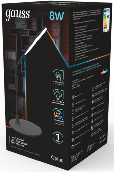 Светильник Gauss GTL502 (GT5022) настольный на подставке черный 8Вт - купить недорого с доставкой в интернет-магазине
