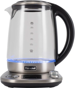 Чайник электрический Rondell RDE-1003 1.7л. 2200Вт черный корпус: стекло/металл - купить недорого с доставкой в интернет-магазине