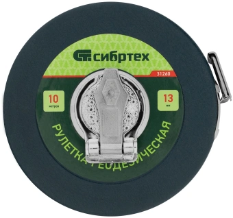 Рулетка геодезическая Сибртех 31260 дл.полотна 10м изм.шкала в см зацеп простой зеленый - купить недорого с доставкой в интернет-магазине