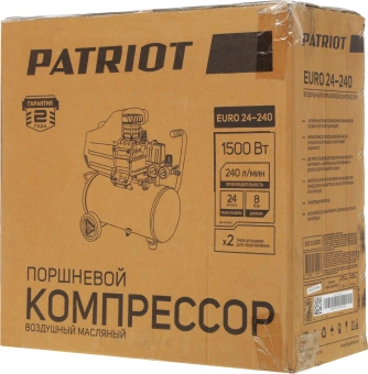 Компрессор поршневой Patriot EURO 24/240 масляный 240л/мин 24л 1500Вт оранжевый - купить недорого с доставкой в интернет-магазине