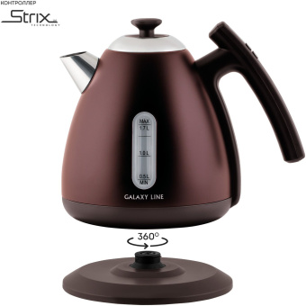 Чайник электрический Galaxy Line GL 0343 1.7л. 2200Вт коричневый корпус: металл/пластик (ГЛ0343ЛШОК) - купить недорого с доставкой в интернет-магазине