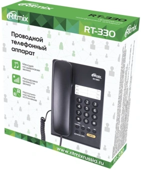 Телефон проводной Ritmix RT-330 черный - купить недорого с доставкой в интернет-магазине