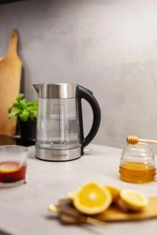 Чайник электрический Gorenje K17GDWII 1.7л. 2200Вт черный корпус: стекло/металл/пластик - купить недорого с доставкой в интернет-магазине