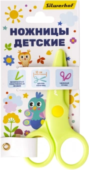 Ножницы Silwerhof Веселые друзья детские 100мм ручки пластиковые пластик салатовый - купить недорого с доставкой в интернет-магазине
