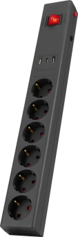 Сетевой фильтр Buro 600SE-1.8-USB-B 1.8м (6 розеток) черный (коробка) - купить недорого с доставкой в интернет-магазине