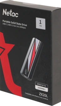 Накопитель SSD Netac USB-C 1TB NT01ZX20L-001T-32BK ZX20L черный - купить недорого с доставкой в интернет-магазине