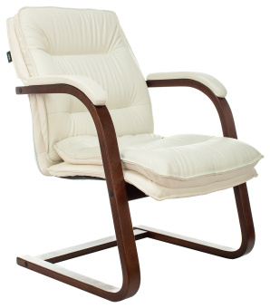 Кресло Бюрократ T-9927WALNUT-AV слоновая кость кожа полозья дерево - купить недорого с доставкой в интернет-магазине