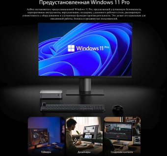 ПК Мини Chuwi AuBox Ryzen 7 8745HS (3.8) 16Gb SSD512Gb 780M Windows 11 Pro 2x2.5GbitEth WiFi BT 120W серебристый/черный - купить недорого с доставкой в интернет-магазине