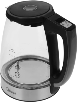 Чайник электрический Midea MK-8019 1.7л. 2200Вт серебристый/черный корпус: стекло - купить недорого с доставкой в интернет-магазине