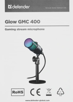 Микрофон проводной Defender Glow GMC 400 1.3м черный - купить недорого с доставкой в интернет-магазине