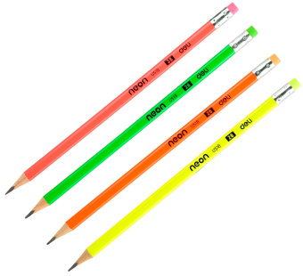 Карандаш ч/г Deli Neon EU51800 2B трехгран. тополь карт.кор. (12шт) ластик - купить недорого с доставкой в интернет-магазине