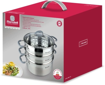Кастрюля-пароварка Rondell RDS-751 13л. d=26см (с крышкой) стальной - цена, купить или заказать с доставкой в интернет-магазине Кастрюля-пароварка Rondell RDS-751 13л. d=26см (с крышкой) стальной - купить недорого с доставкой в интернет-магазине