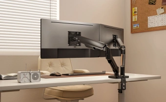 Кронштейн для мониторов Ultramounts UM740 черный 17"-32" макс.9кг крепление к столешнице поворот и наклон - купить недорого с доставкой в интернет-магазине