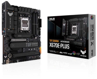 Материнская плата Asus TUF GAMING X670E-PLUS SocketAM5 AMD X670 4xDDR5 ATX AC`97 8ch(7.1) 2.5Gg RAID+HDMI+DP - купить недорого с доставкой в интернет-магазине