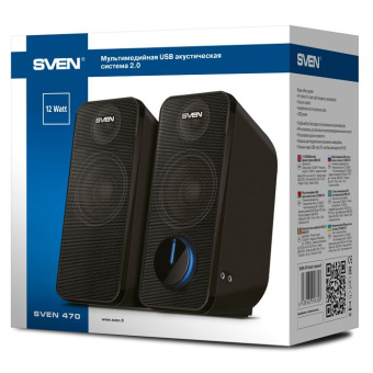 Колонки Sven 470 2.0 черный 12Вт - купить недорого с доставкой в интернет-магазине