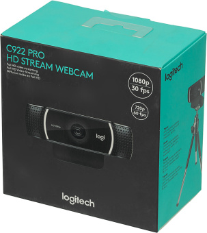 Камера Web Logitech Pro Stream C922 черный 3Mpix (1920x1080) USB2.0 с микрофоном (960-001088) - купить недорого с доставкой в интернет-магазине