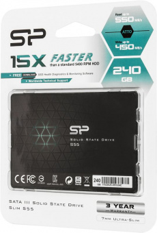 Накопитель SSD Silicon Power SATA III 240Gb SP240GBSS3S55S25 Slim S55 2.5" - купить недорого с доставкой в интернет-магазине