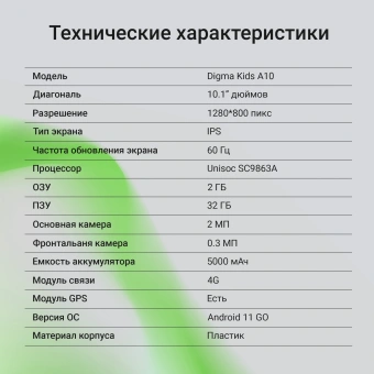Планшет Digma Kids A10 SC9863A (1.6) 8C RAM2Gb ROM32Gb 10.1" IPS 1280x800 4G Android 11.0 Go розовый 2Mpix 0.3Mpix BT WiFi microSD 128Gb GPRS EDGE 5000mAh 6hr 600hrs - купить недорого с доставкой в интернет-магазине