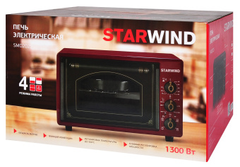 Мини-печь Starwind SMO2025 36л. 1300Вт бордовый - купить недорого с доставкой в интернет-магазине