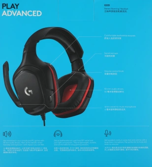 Наушники с микрофоном Logitech G331 черный/красный 2м мониторные оголовье (981-000758) - купить недорого с доставкой в интернет-магазине