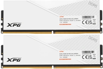 Память DDR5 2x16GB 7200MHz A-Data AX5U7200C3416G-DCLARWH XPG Lancer RGB RTL Gaming PC5-57600 CL34 DIMM 288-pin 1.4В kit dual rank с радиатором Ret - купить недорого с доставкой в интернет-магазине