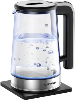 Чайник электрический Starwind SKG4043 2.2л. 1800Вт черный/серебристый корпус: стекло - купить недорого с доставкой в интернет-магазине
