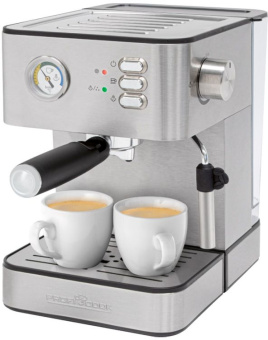 Кофеварка рожковая Profi Cook PC-ES 1209 850Вт серебристый - купить недорого с доставкой в интернет-магазине