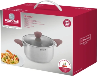 Кастрюля Rondell Bueno RDS-1587 2.8л. d=20см (с крышкой) стальной - купить недорого с доставкой в интернет-магазине