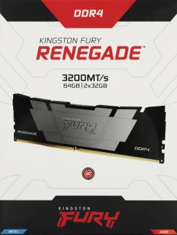 Память DDR4 2x32GB 3200MHz Kingston KF432C16RB2K2/64 Fury Renegade Black RTL Gaming PC4-25600 CL16 DIMM UDIMM 288-pin 1.35В dual rank с радиатором Ret - купить недорого с доставкой в интернет-магазине